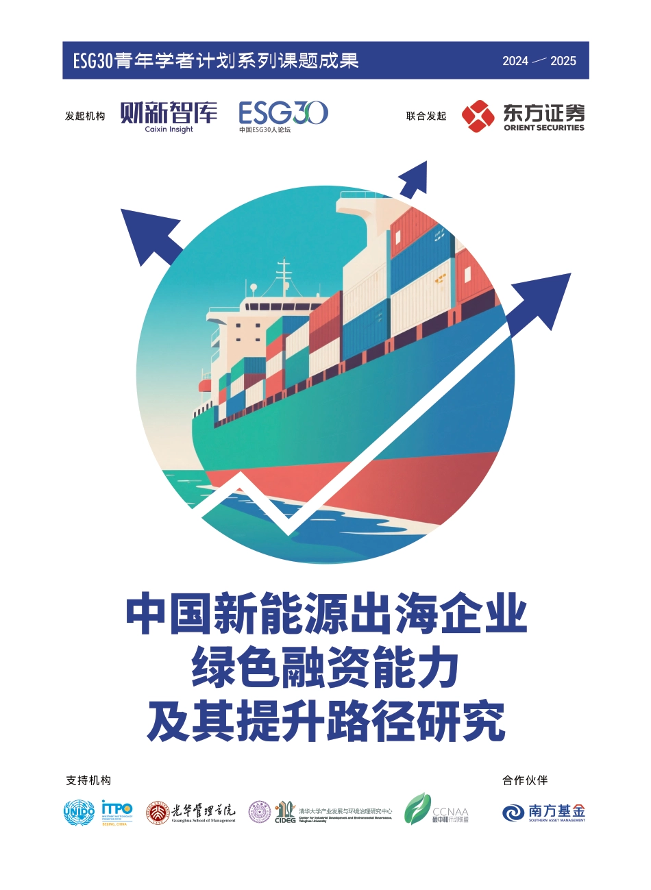 财新智库：中国新能源出海企业绿色融资能力及其提升路径_第1页