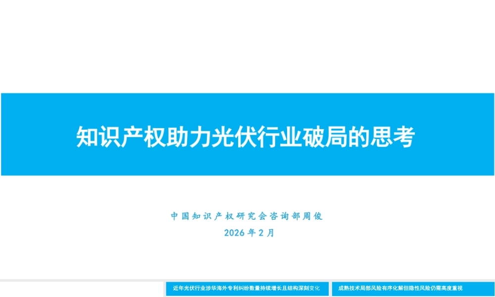 中国知识产权研究会PPT：知识产权助力光伏行业破局的思考
