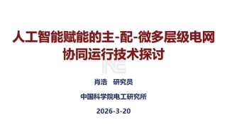 中科院PPT：人工智能赋能的主-配-微多层级电网协同运行技术探讨