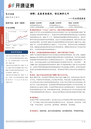 开源证券-绿醇：氢能重要载体，绿色燃料元年