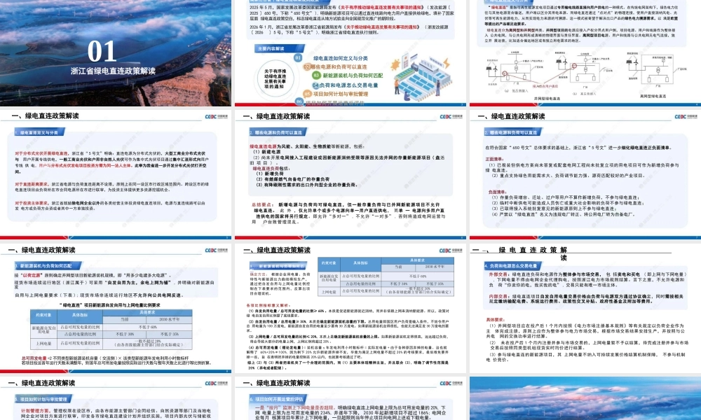 中国能建PPT：浙江省绿电直连政策及新能源就近消纳价格政策解读
