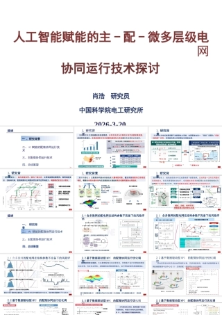 中科院PPT：人工智能赋能的主-配-微多层级电网协同运行技术探讨