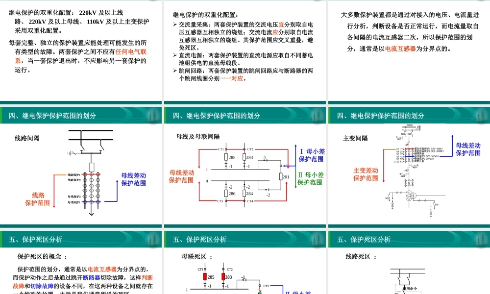 线路、母线、主变保护配置及基本原理