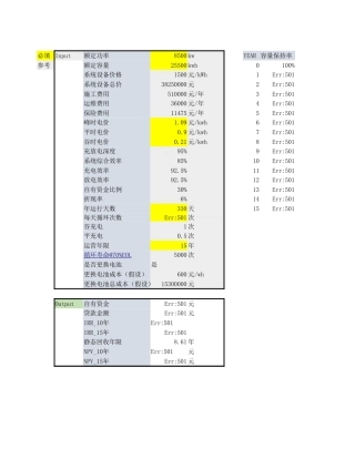 储能项目用户侧投资测算表 (1)