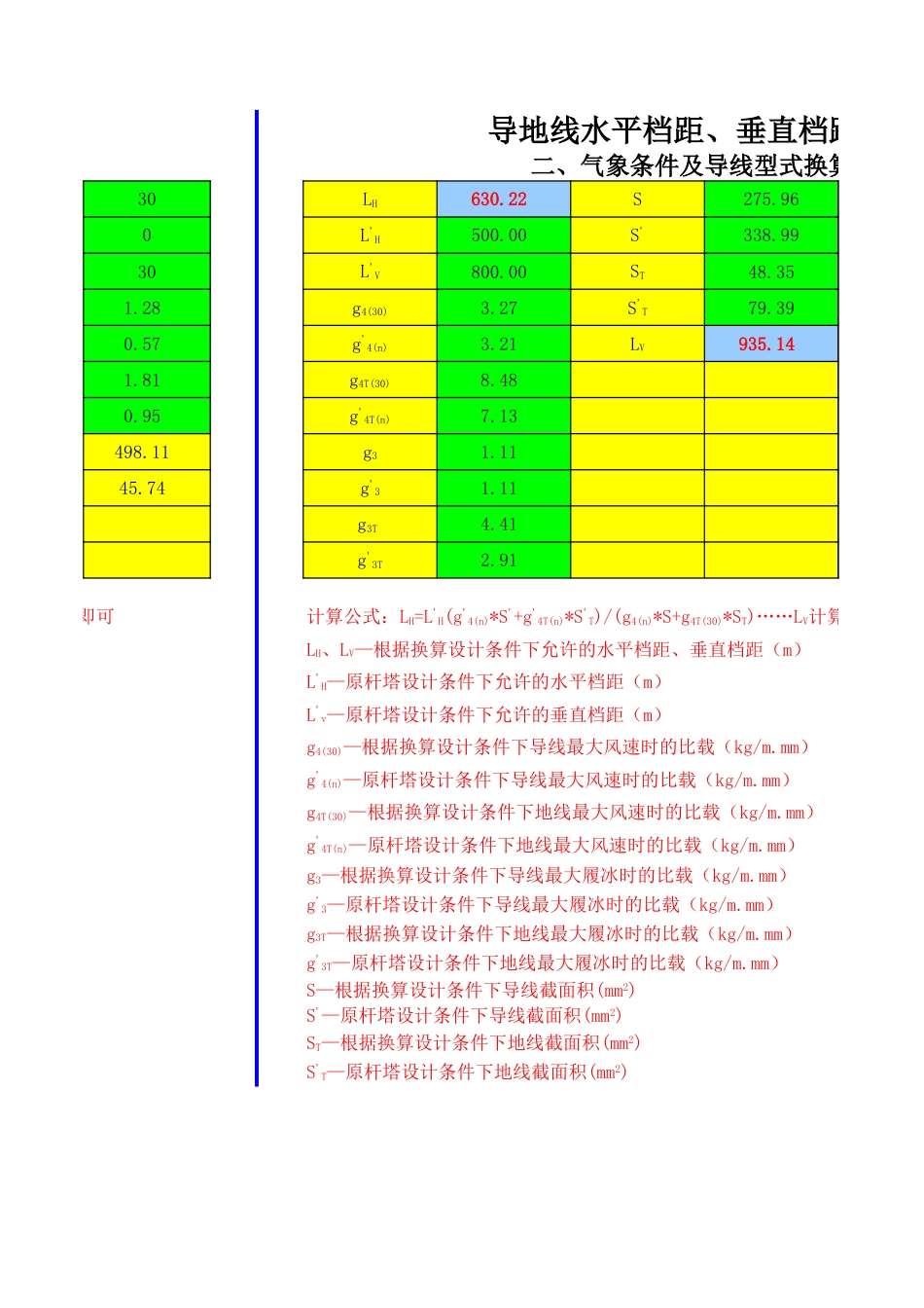 杆塔使用条件水平档距与垂直档距折算表_第2页