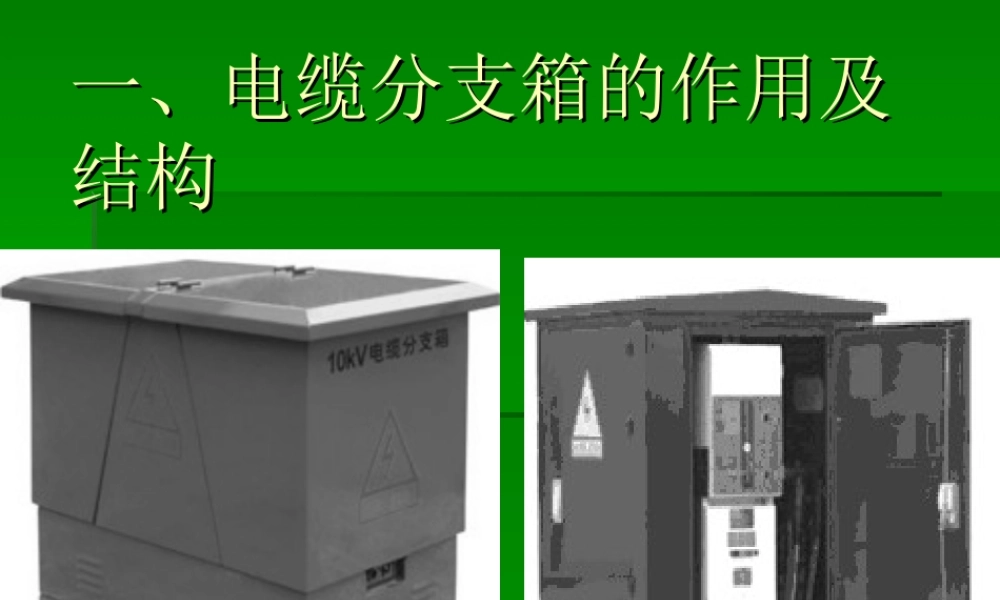 箱式变分支箱开闭所基本概念