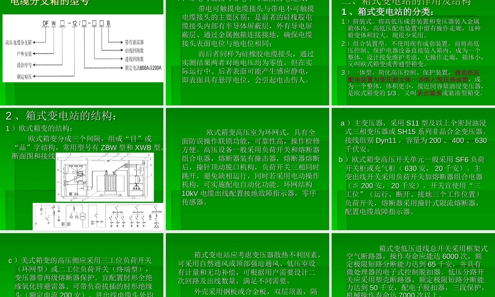 箱式变分支箱开闭所基本概念