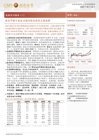 招商证券：绿色甲醇可能成为船运绿色转型主要选择