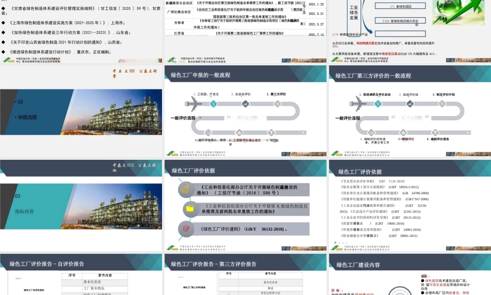 中石大PPT：绿色工厂申报要点及奖励政策解析