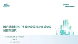 2025国内外虚拟电厂实践经验分析及高质量发展相关建议
