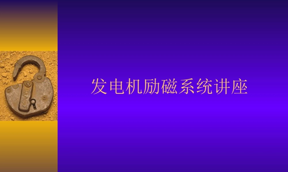 发电机励磁系统讲座