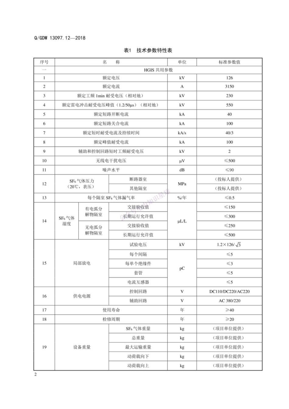 Q GDW 13097.12—2018 126kV～550kV气体绝缘金属封闭开关设备采购标准 第12部分：126kV 3150A～40kA复合式气体绝缘金属封闭开关设备专用技术规范_纯图版_第3页