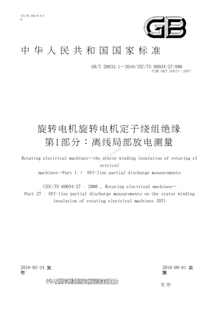 GB T 20833.1-2016 旋转电机 旋转电机定子绕组绝缘 第1部分 离线局部放电测量