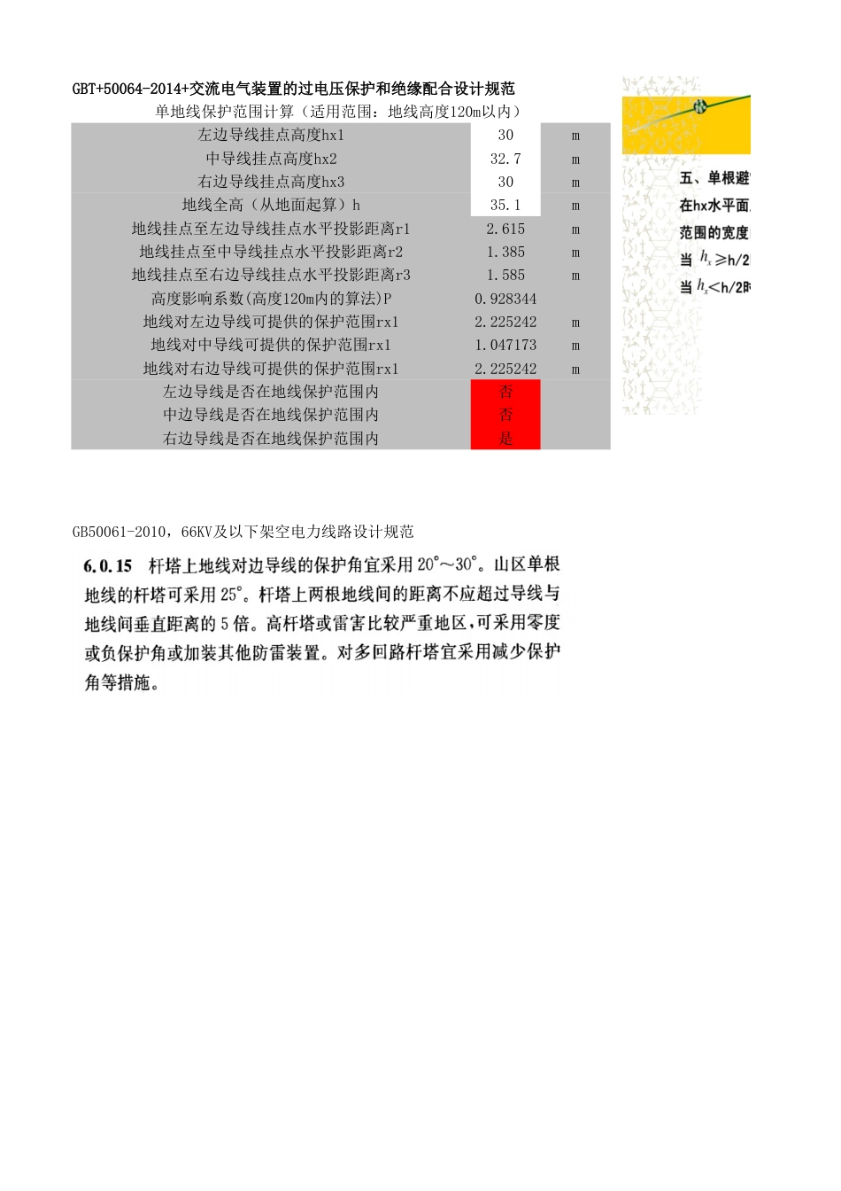 单、双地线保护范围、单避雷针保护范围计算工具_第1页