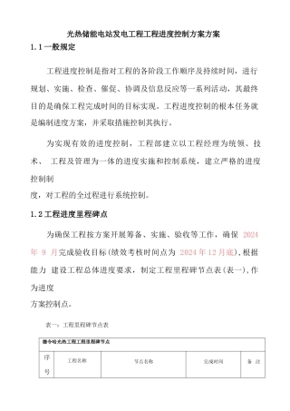 光热储能电站发电工程工程进度控制方案
