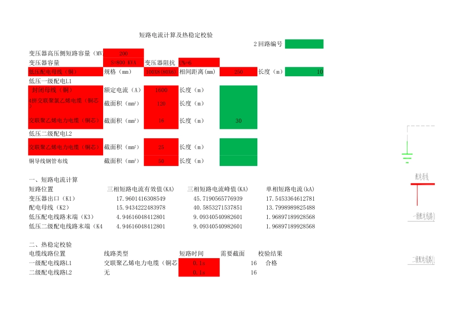 短路电流计算及热稳定校验计算器_第1页