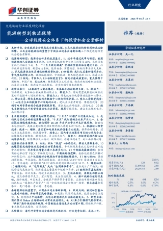 华创证券：能源转型到物流保障——全球能源安全体系下的投资机会全景解析