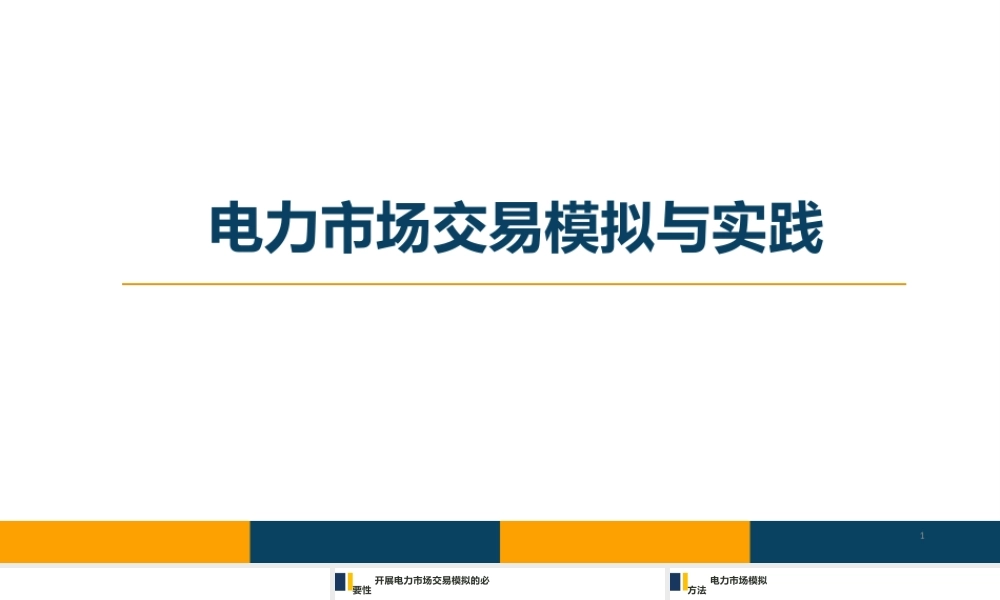 电力市场交易模拟与实践