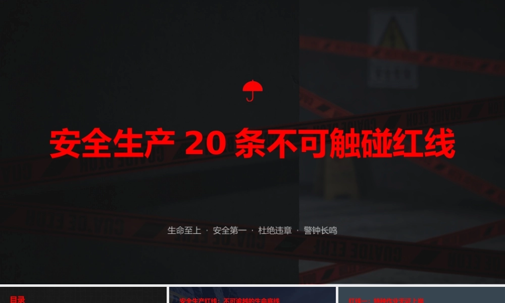 全体员工安全生产20条不可触碰红线培训