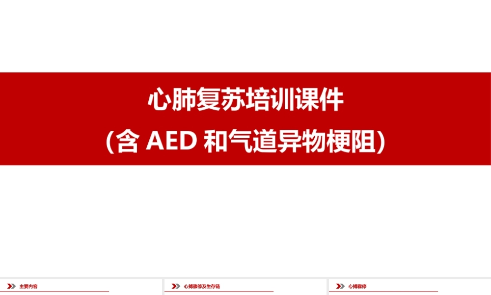 心肺复苏培训课件（含AED和气道异物梗阻）