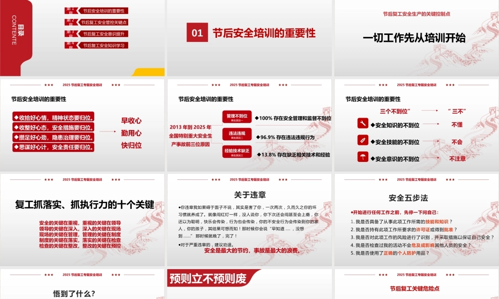 国庆节后复工复产安全专题培训