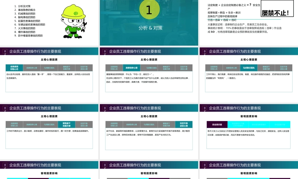 员工违章原因分析及常见事故预防措施专题培训