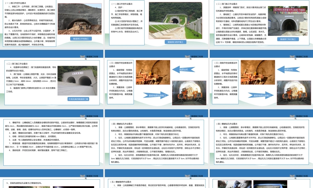 隧道工程现场施工标准化作业图集指导手册(55页)