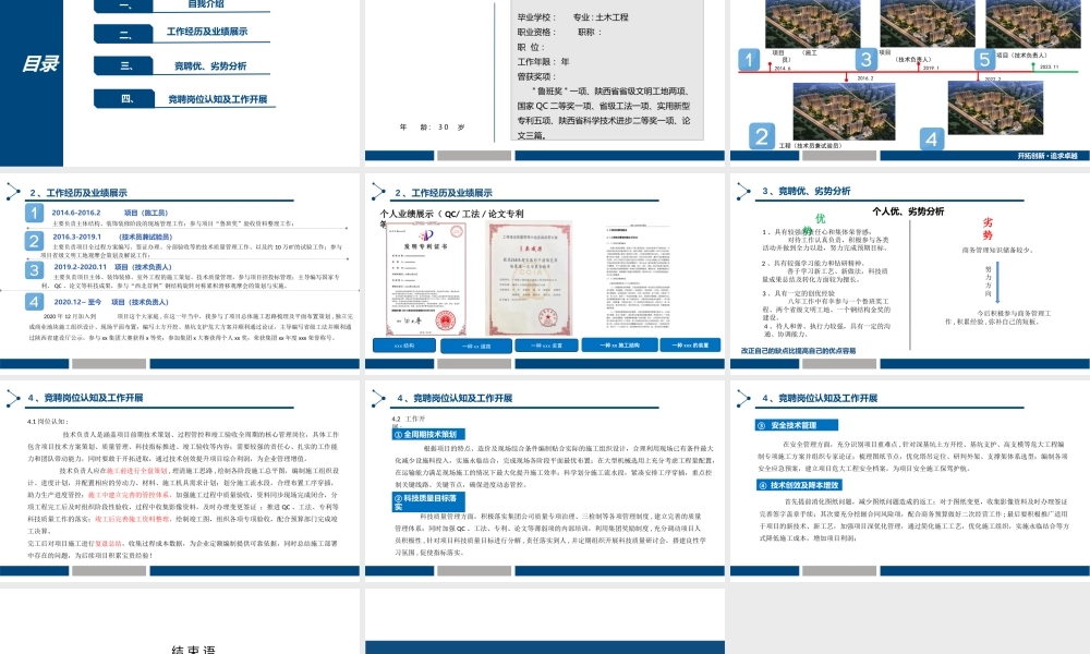 项目技术负责人竞聘汇报ppt（12页）
