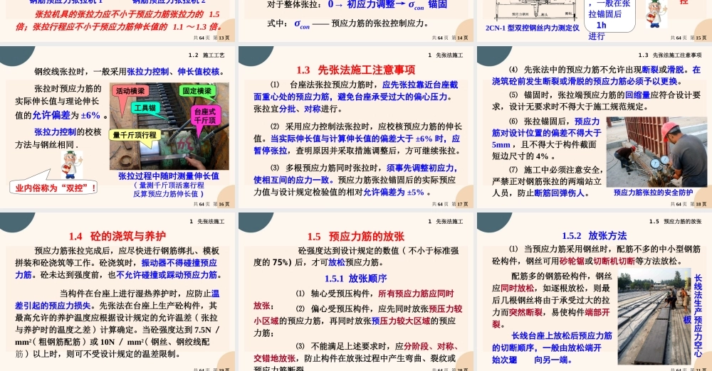预应力工程之预应力施工施工培训讲义PPT （67页）