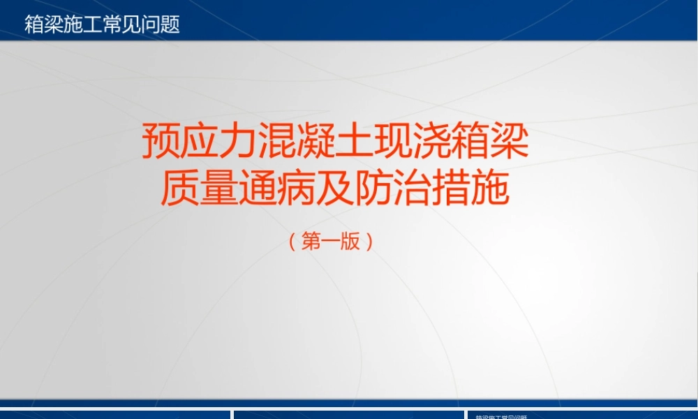 预应力混凝土现浇箱梁质量通病及防治措施ppt（133页）