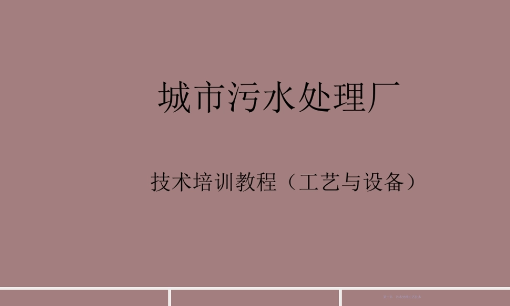 城市污水处理厂技术培训教程，工艺与设备ppt（133页）