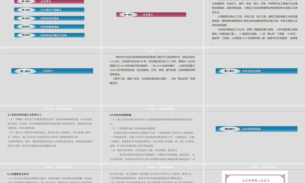垃圾焚烧发电项目创杯经验汇报ppt（66页)
