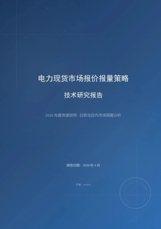 电力现货市场报价报量策略技术研究报告