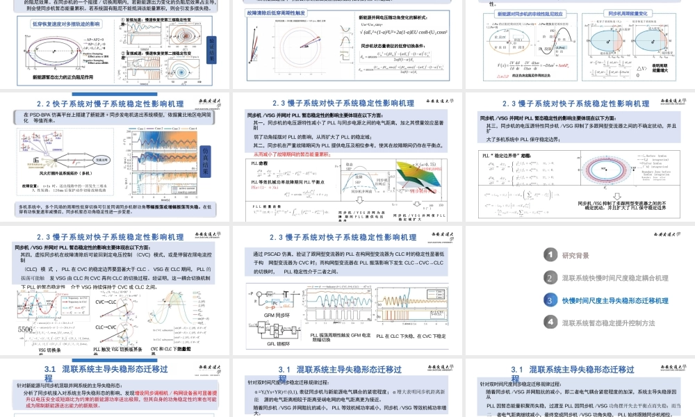 西安交通大学PPT:混联异构新能源送出系统暂态稳定性分析与控制