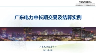 广东电力交易中心：广东电力中长期交易及结算业务实例