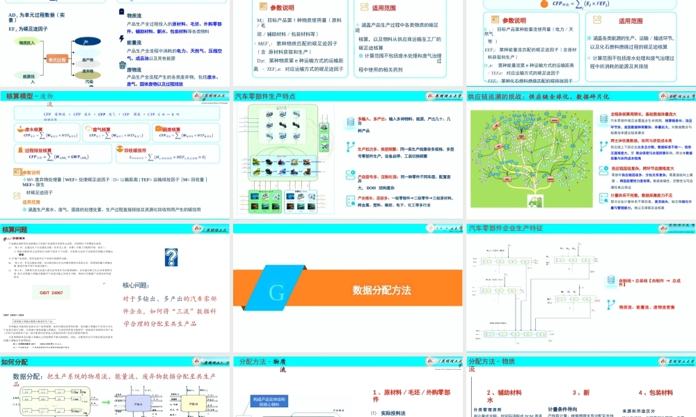 昆明理工大学PPT:汽车零部件产品碳足迹核算方法研究与应用展望