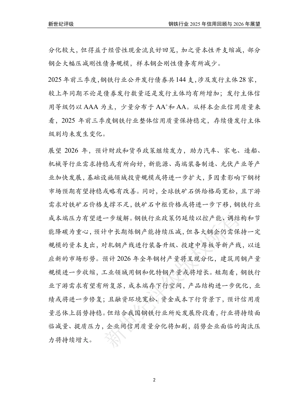 新世纪评级:钢铁行业2025年信用回顾与2026年展望_第2页
