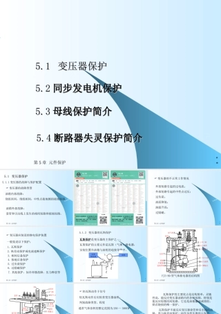 变压器保护、同步发电机保护 、母线保护、断路器失灵保护
