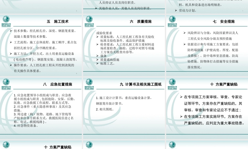 人工挖孔专项施工方案编制要点 (1)