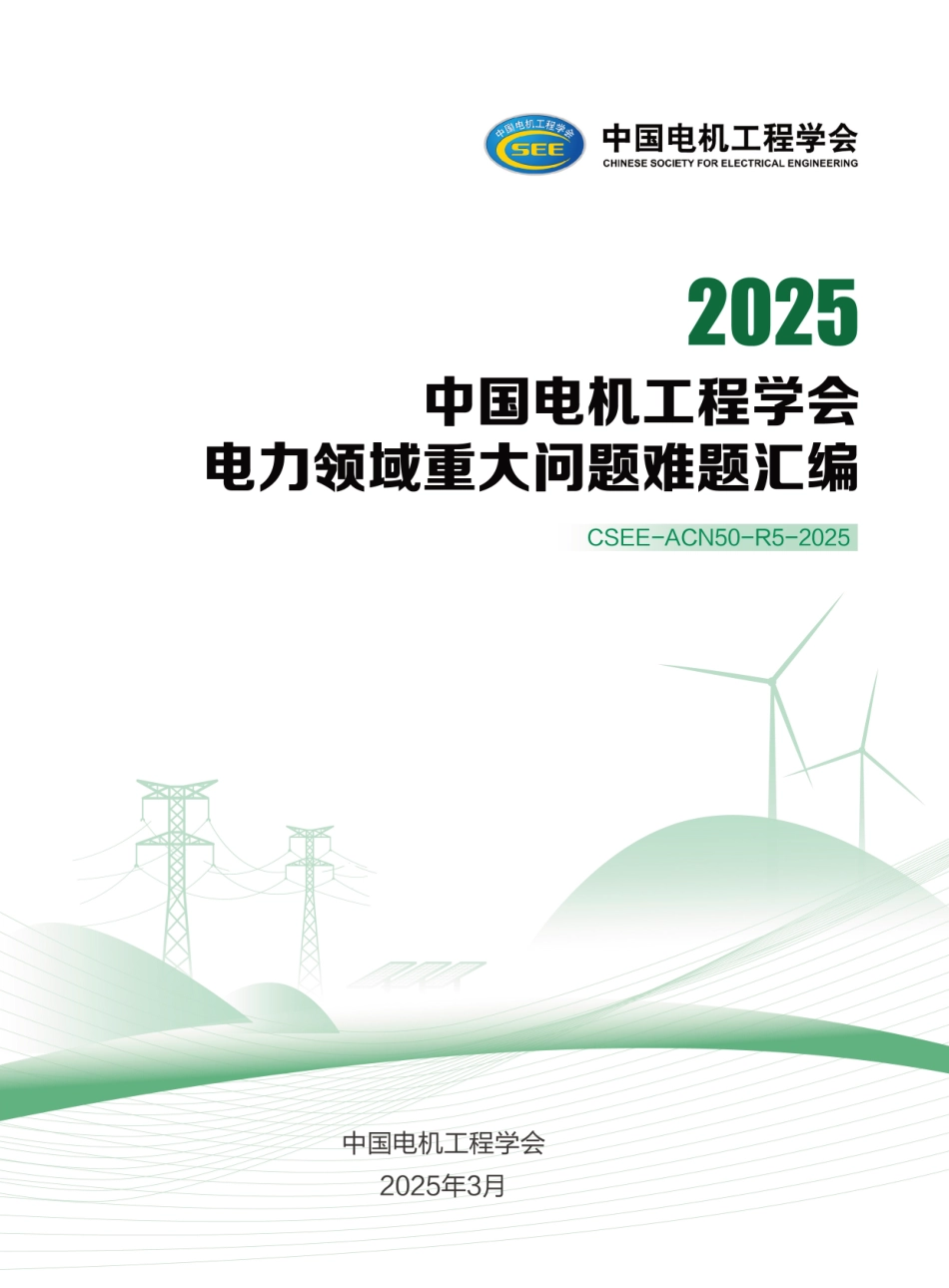 中国电机工程学会:2025电力领域重大问题难题汇编_第1页