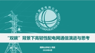 国家电网PPT：“双碳”背景下高韧性配电网通信演进与思考