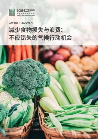 绿新院iGDP：减少食物损失与浪费：不应错失的气候行动机会