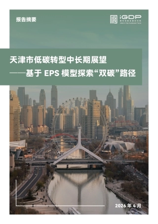 绿新院iGDP：天津市低碳转型中长期展望——基于EPS模型探索“双碳”路径