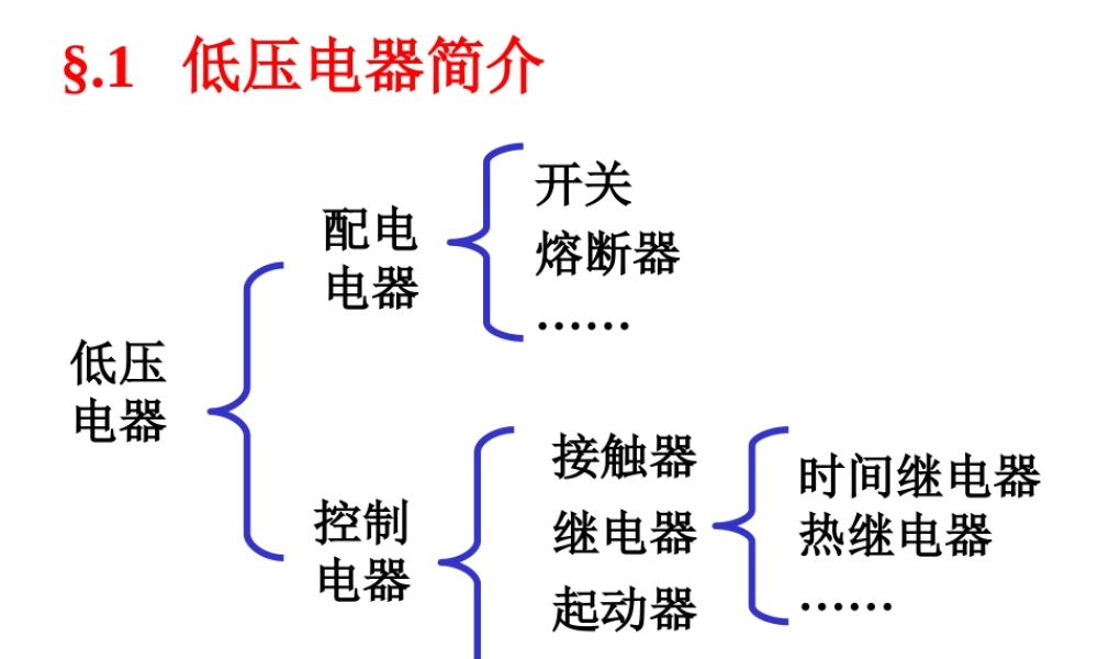 低压电器与电动机控制电路基础