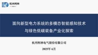 科林电气PPT：面向新型电力系统的多模态智能感知技术与绿色低碳装备产业化探索