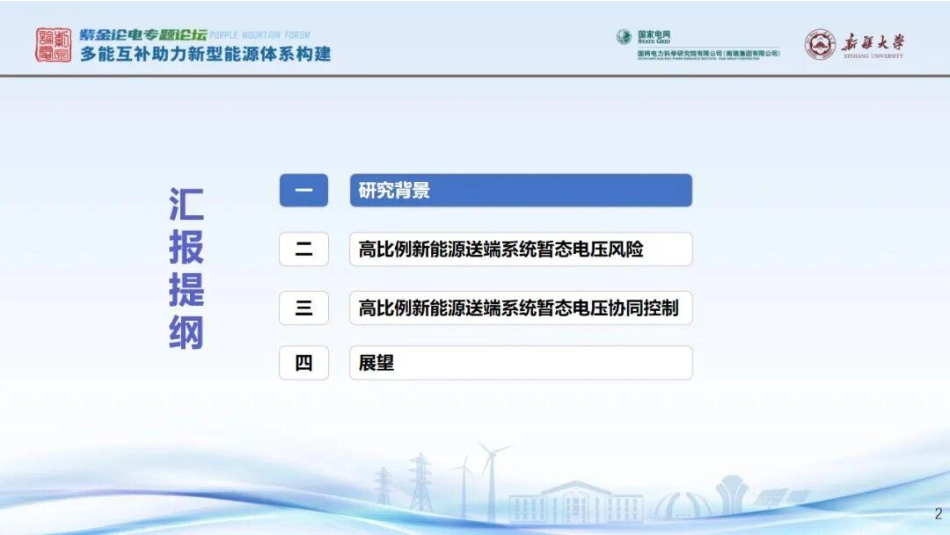 新疆大学PPT:高比例新能源送端系统暂态电压风险及协同控制技术_第2页