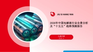 九思行研：2026年中国电解液行业全景分析及“十五五”趋势预测报告
