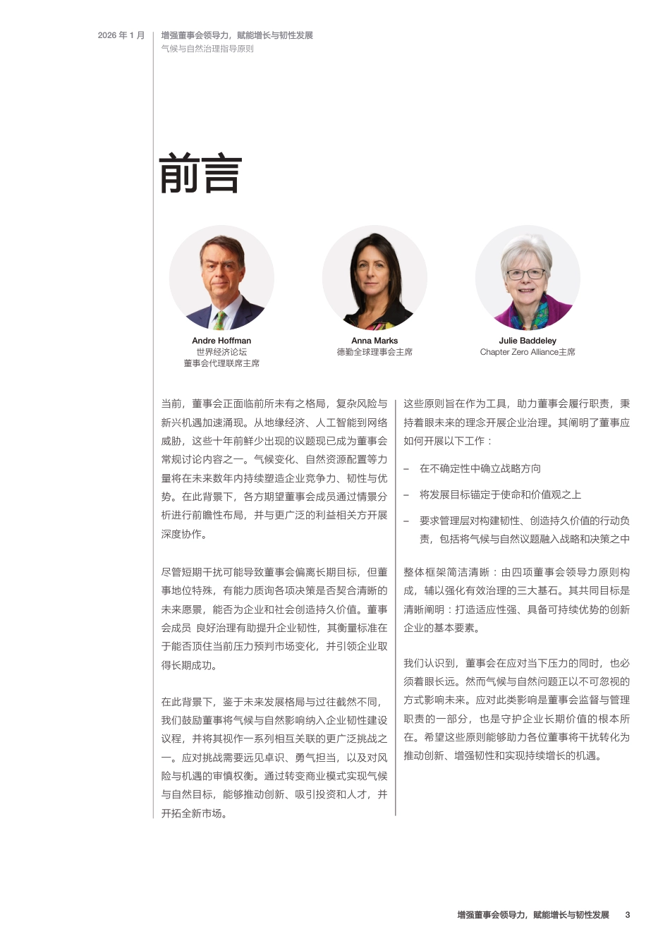 世界经济论坛WEF：增强董事会领导力，赋能增长与韧性发展：气候与自然治理指导原则_第3页
