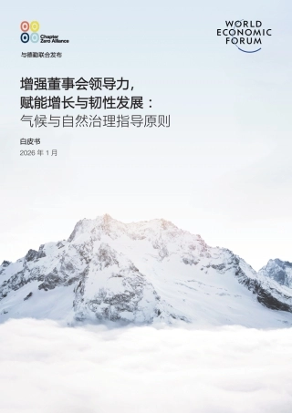 世界经济论坛WEF：增强董事会领导力，赋能增长与韧性发展：气候与自然治理指导原则