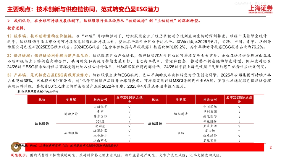 上海证券-消费行业之纺织服装行业ESG专题报告:技术与供应链重构,关注纺服低碳转型_第2页